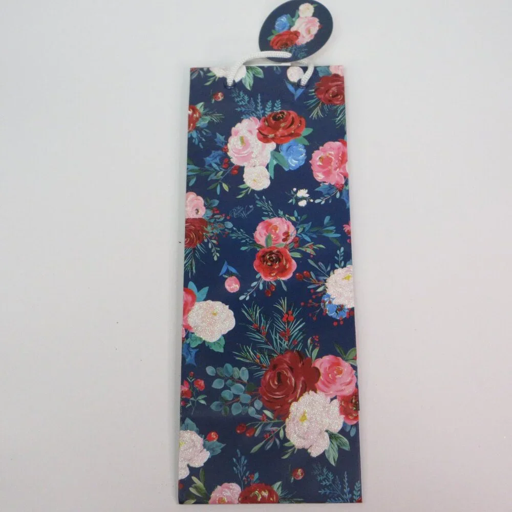 Lot of 3 Pioneer Woman Gift Bag Christmas Holiday Wishful Winter Blue Floral New